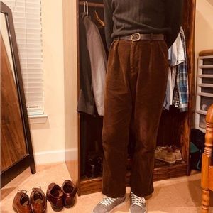 Bronson MFG Chocolate corduroy pleated trouser 12.5oz 8 wale mens 30x27 full cut